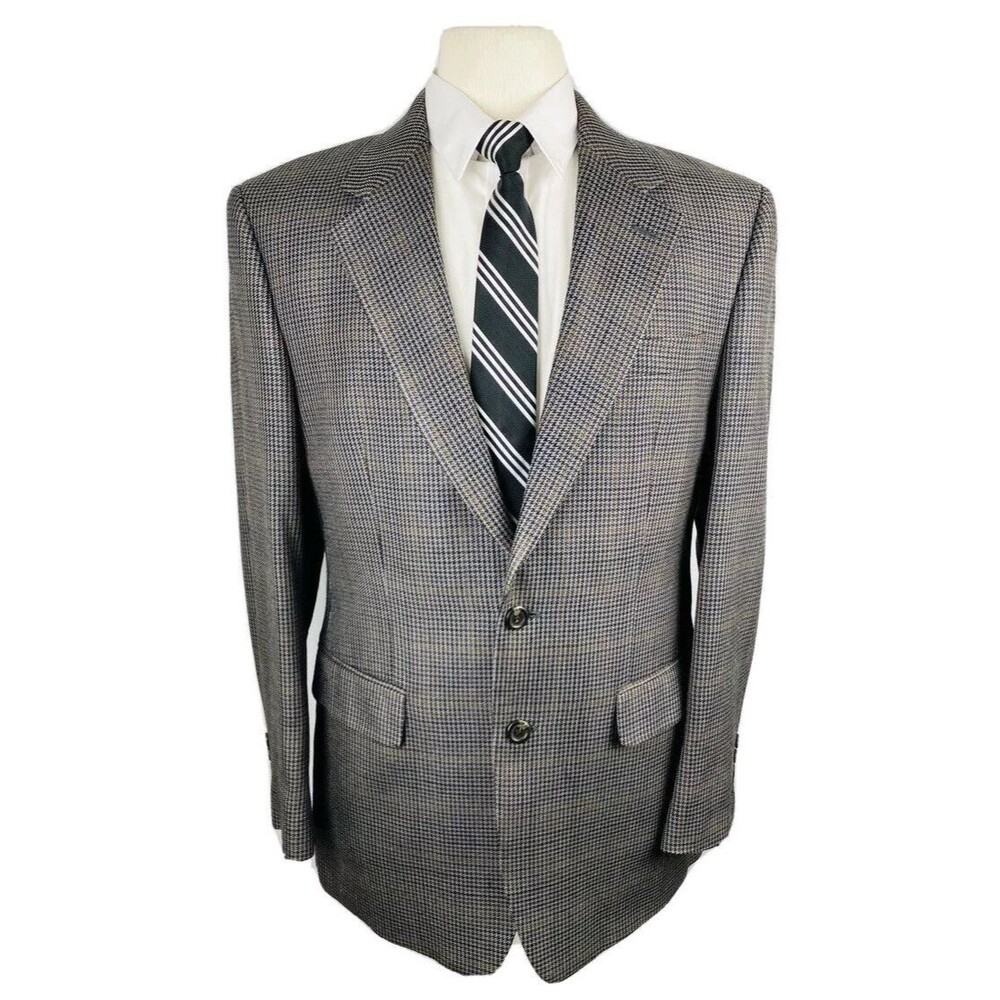 CHAPS RALPH LAUREN MENS 38R GRAY SOFT 100% SILK BLAZER SPORT COAT SUIT JACKET